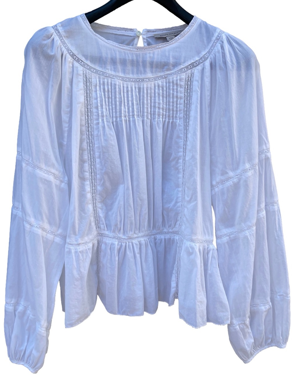 Banana Republic Nellie Cotton Blouse, Featuring Lace Inlays and a Peplum Hem